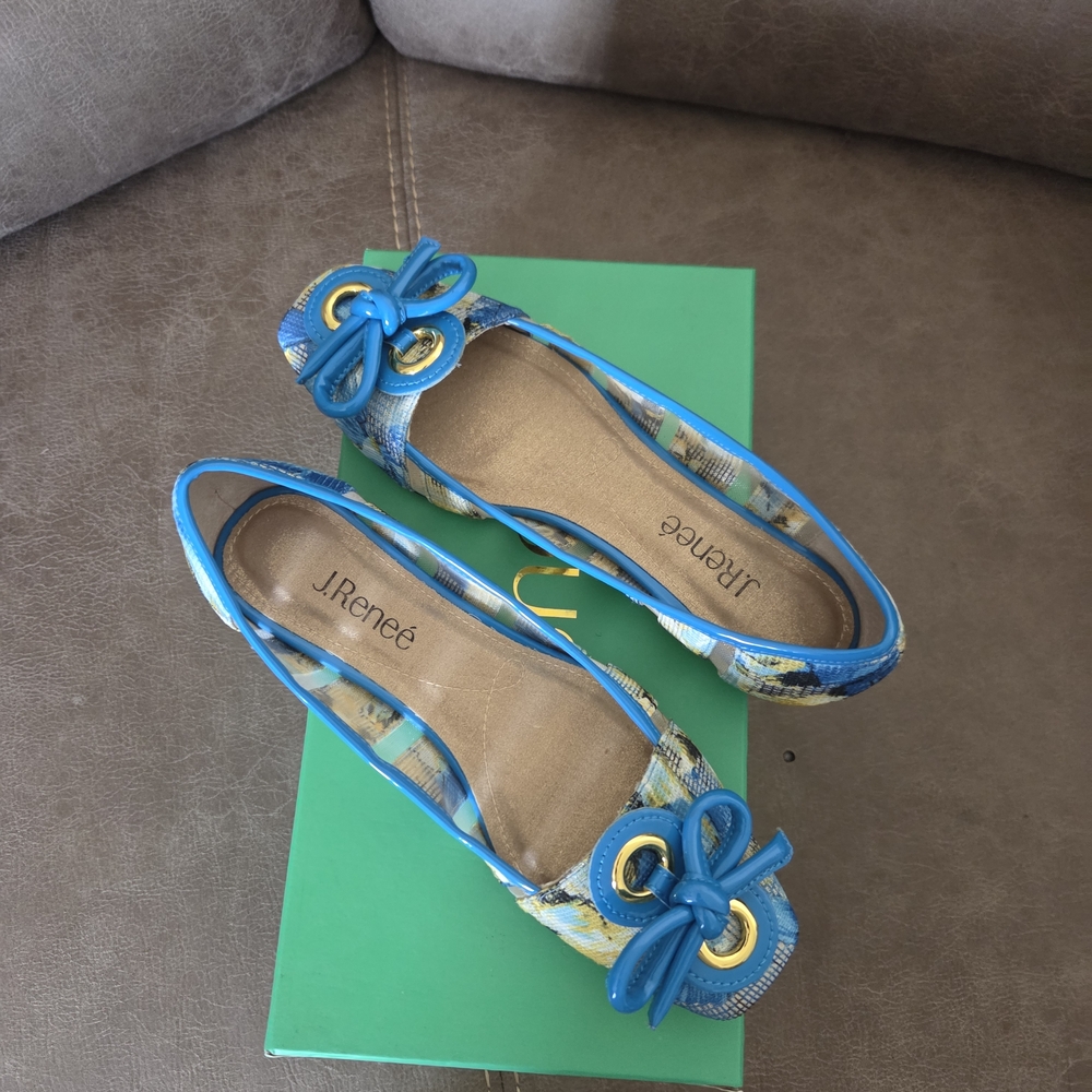 J.Renee Vibrant Blue Patterned Flats